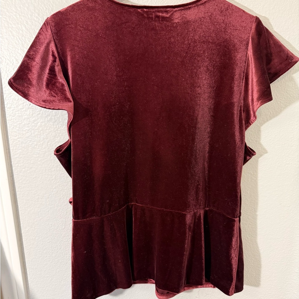 Banana Republic Velvet Wrap Top with Flutter Sleeves - Picture 2 of 4